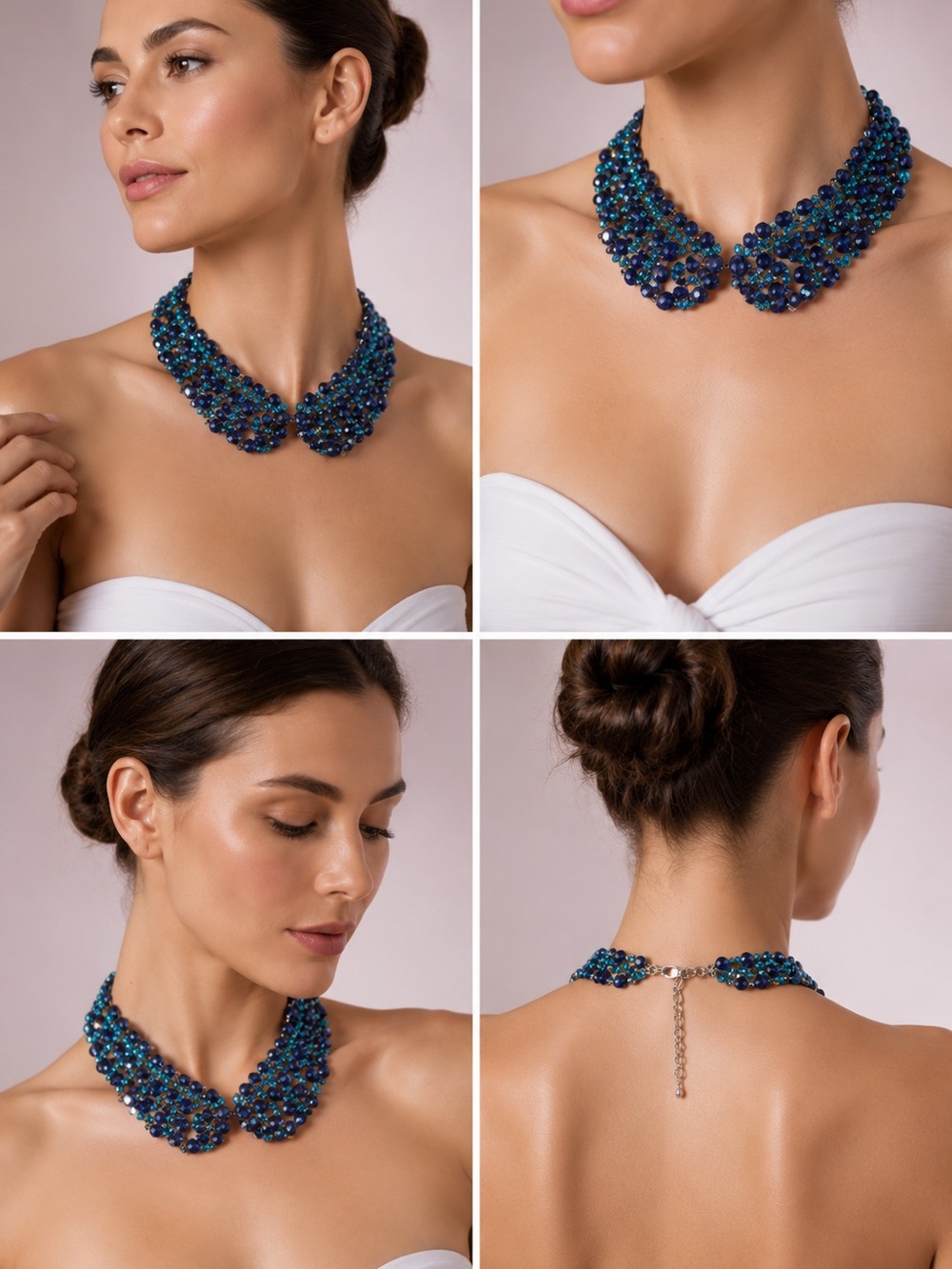 Eye Candy LA Diana Blue Crystal Lady Collar Necklace